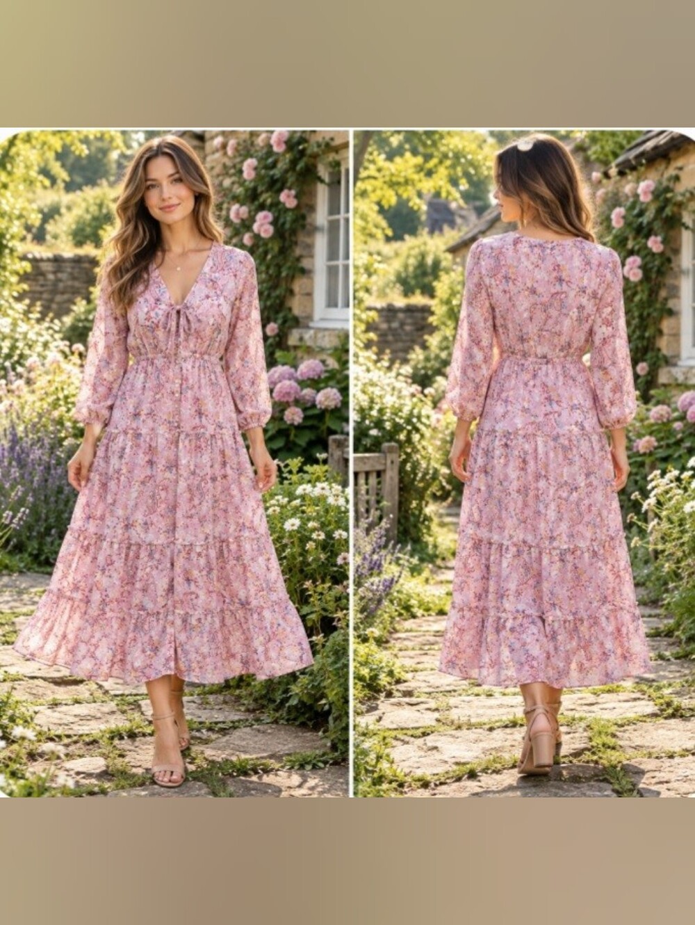 Jessica Simpson Calia Pink Floral Paisley Button Front Maxi Dress NWT Size XS